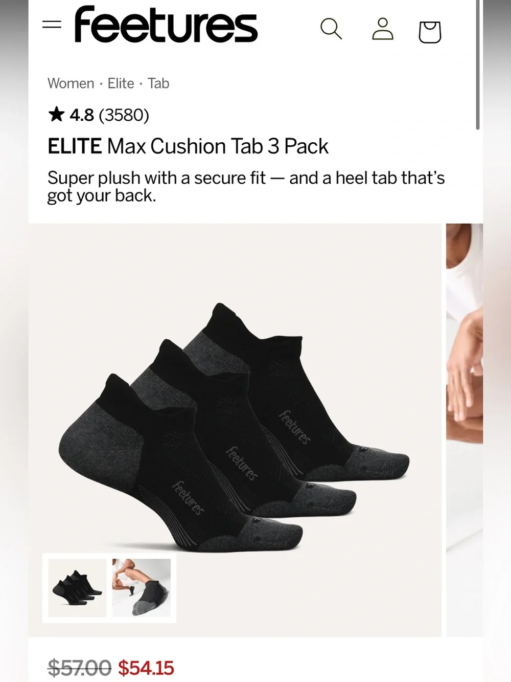 3 Pair Brand New feetures Unisex High Performance Ultra Light Low-Cut Tab Socks